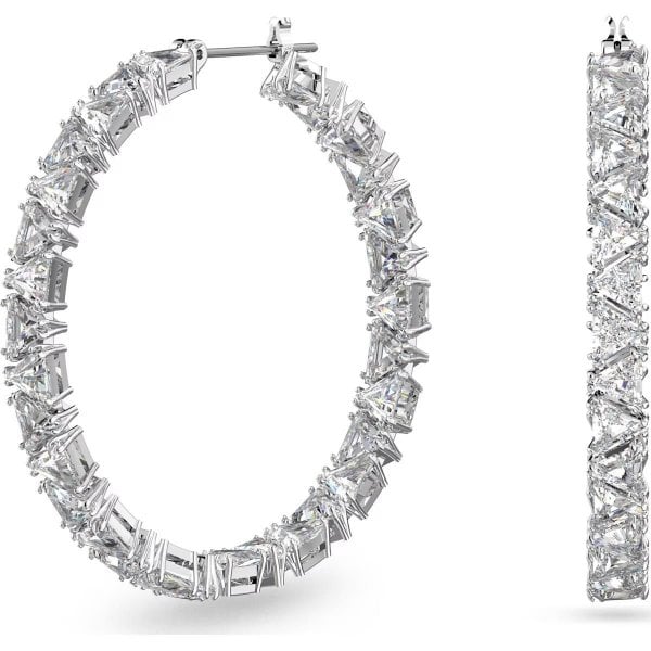 Ortyx hoop earrings, Triangle cut, White