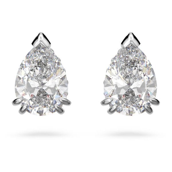 Millenia stud earrings Pear cut, White, Rhodium