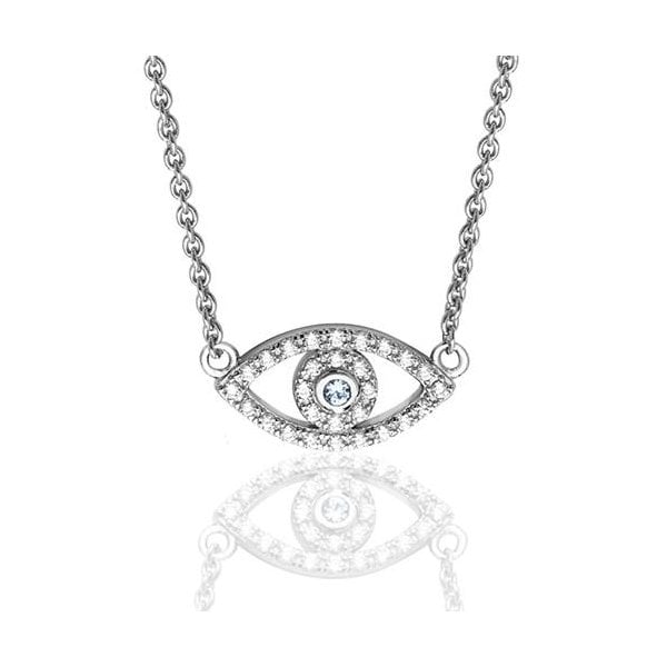 Silver Small CZ Evil Pendant & Chain