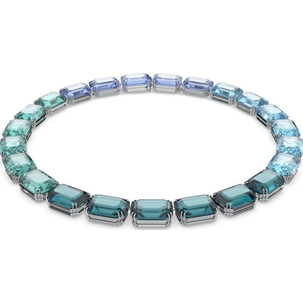 Millenia necklace, Octagon cut, Blue, Rhodium
