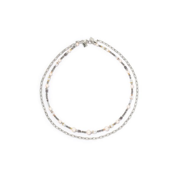 Classic Layer Necklace Silver Grey