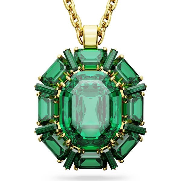 Millenia pendant, Mixed cuts, Green, Gold-tone