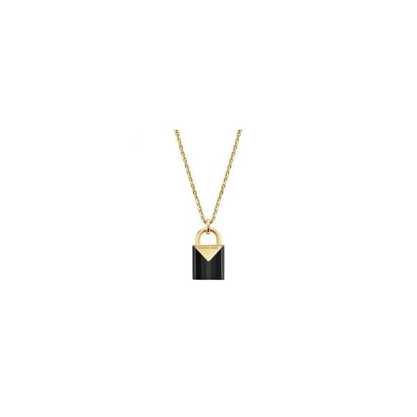14ct Gold Plated Onyx Padlock Necklace