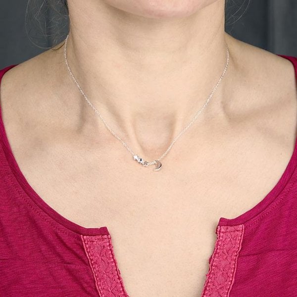 Sterling Silver Necklace - Moon & Stars