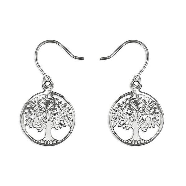 EARRINGS SILVER TREE OF LIFE CIRCLE DROP