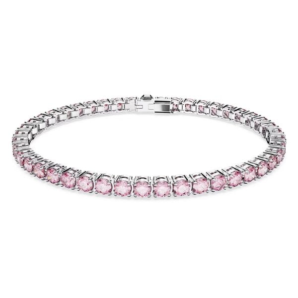 Matrix Tennis bracelet, Round cut, Small, Pink, XL