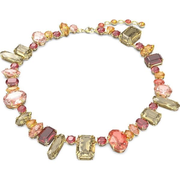 Gema necklace, Mixed cuts, Multicolored, Gold-tone