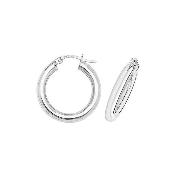 9ct White Gold 15mm Hoop Earrings