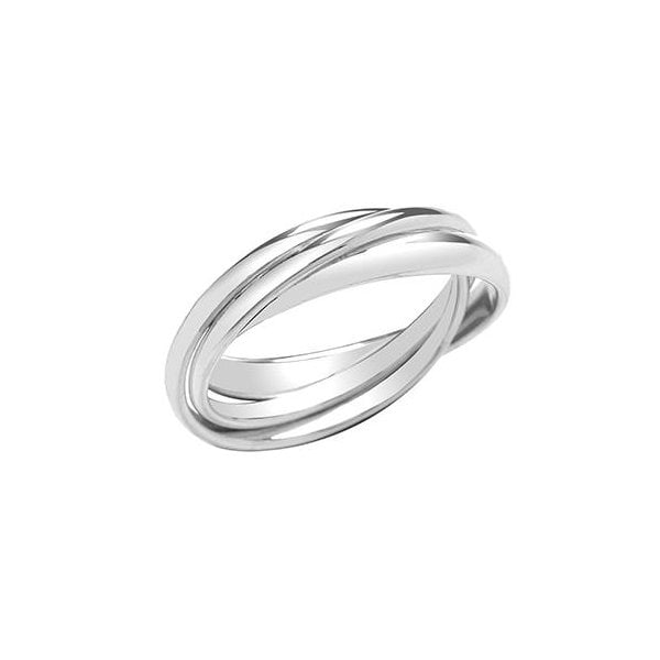 Silver Ladies 2mm Russian Ring - Size M
