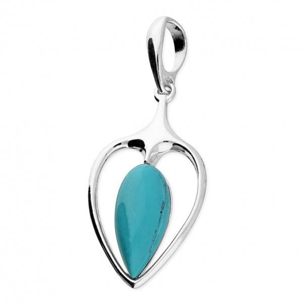 Sterling Silver Pendant - Turquoise Heart