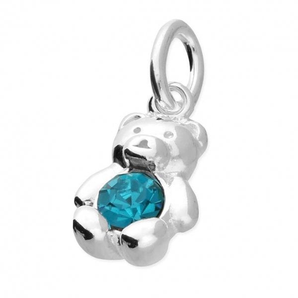 Sterling Silver Pendant - December Birthstone Bear