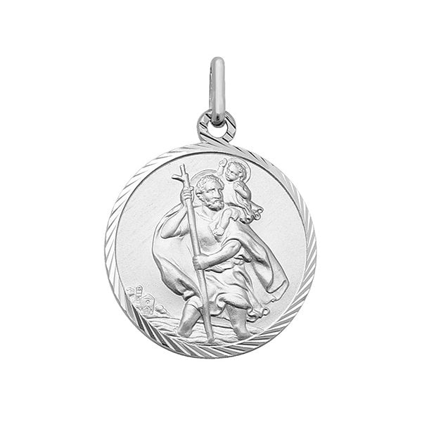 Silver St Christopher Round Pendant