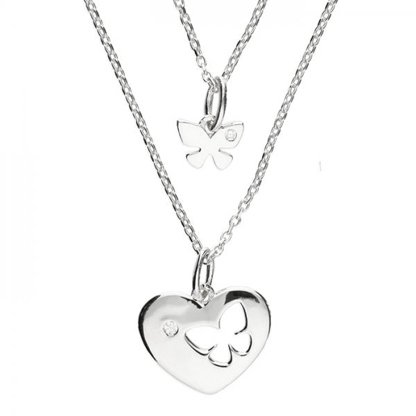 Silver Butterfly Pendant with CZ
