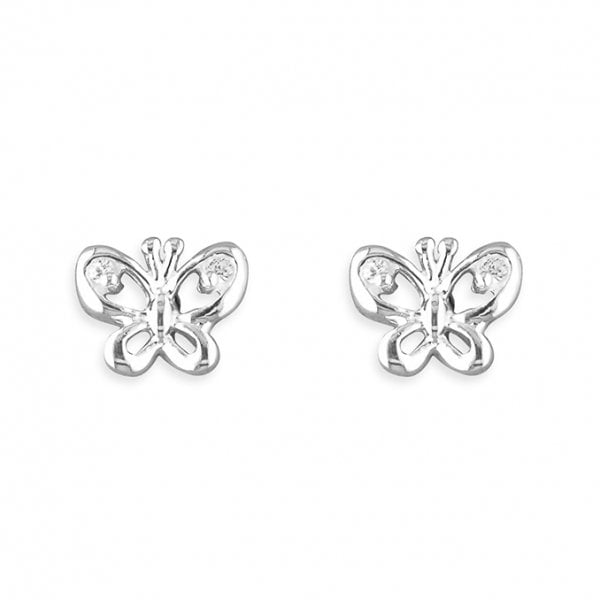 Silver Butterfly Earrings w/ CZ