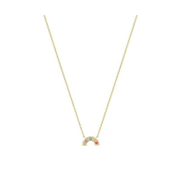 9CT YELLOW GOLD SMALL RAINBOW CZ NECKLET
