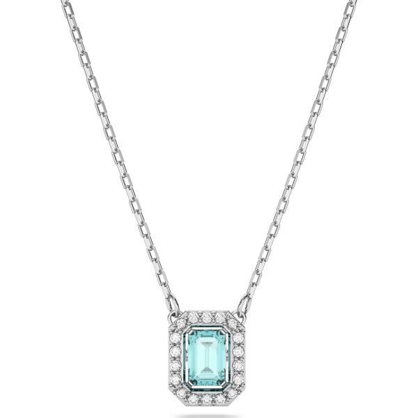 Millenia necklace, Octagon cut, Blue, Rhodium