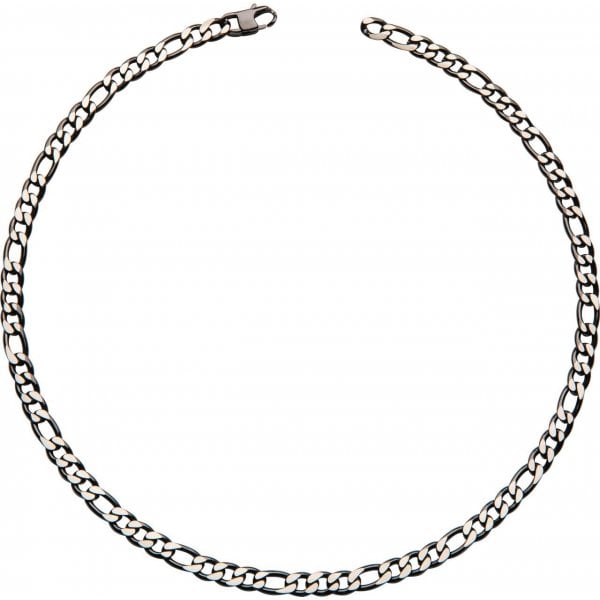 Steel Figaro Black IP Plated Necklace