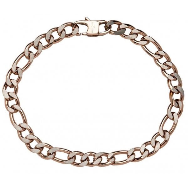 Gents Steel Bracelet with Rose Gold 19cm