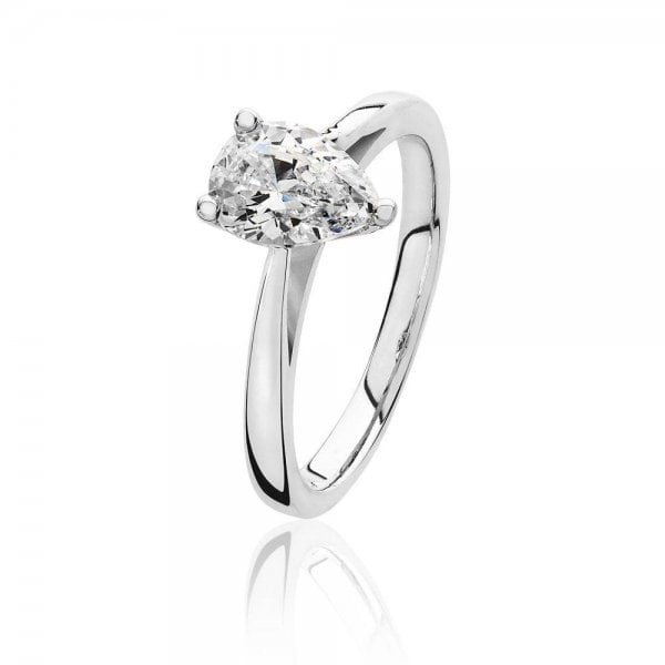 3 Claw Set 8x6mm Pear Shape Cubic Zirconia Ring - SIZE K