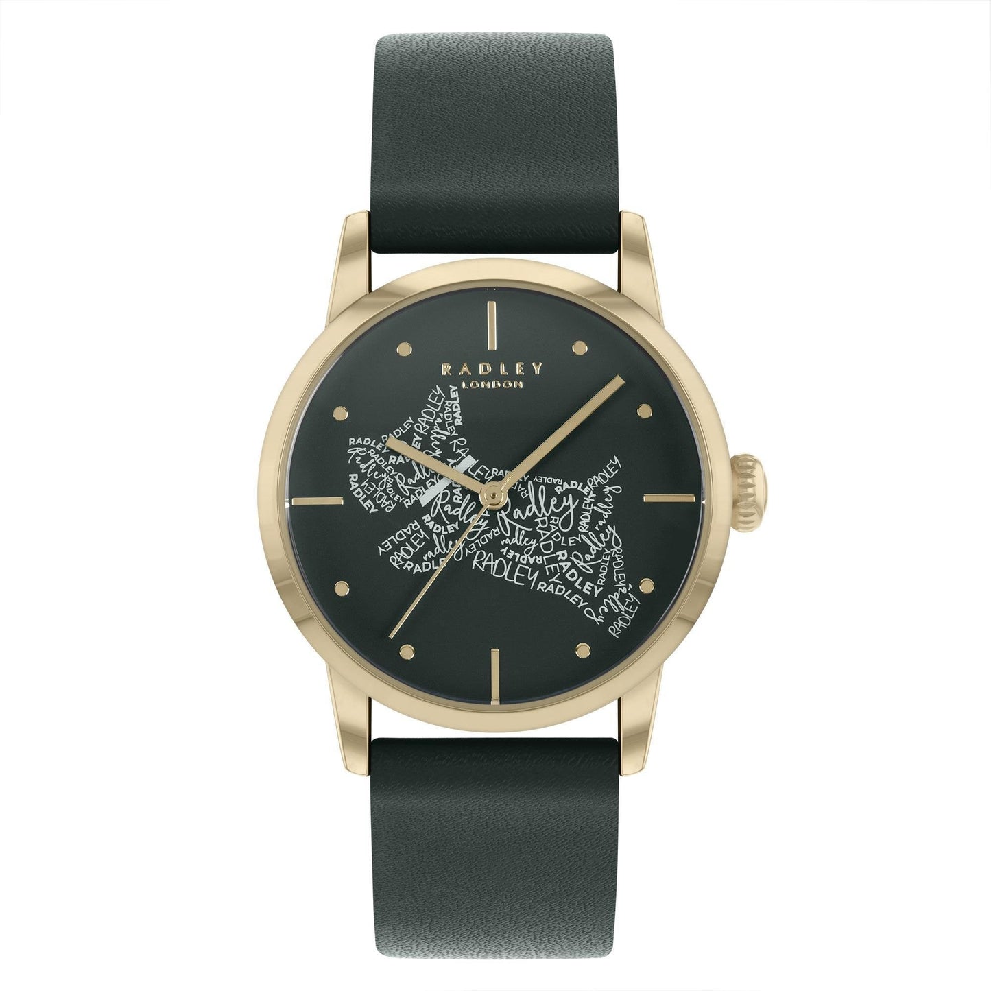 Ladies Dark Green Leather Strap Watch
