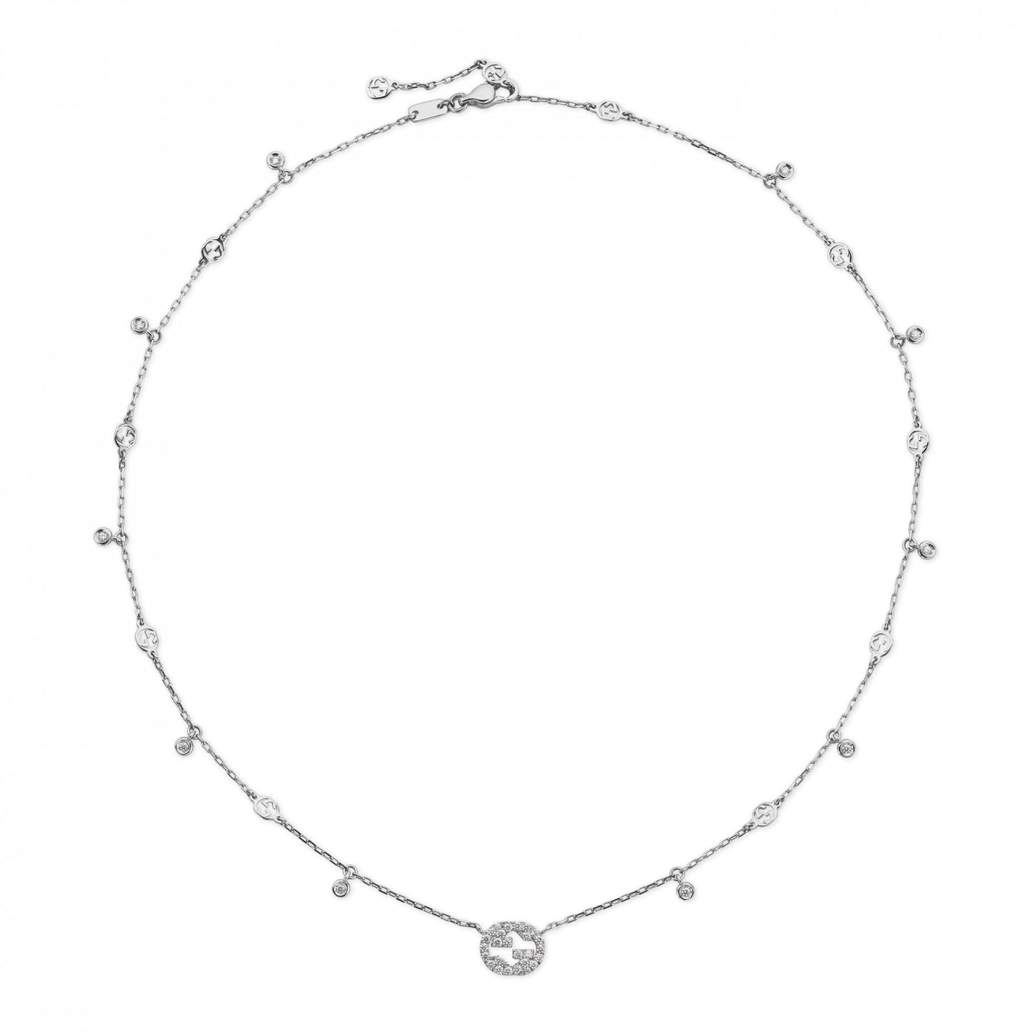 Gucci Interlocking Necklace 42m - White Gold