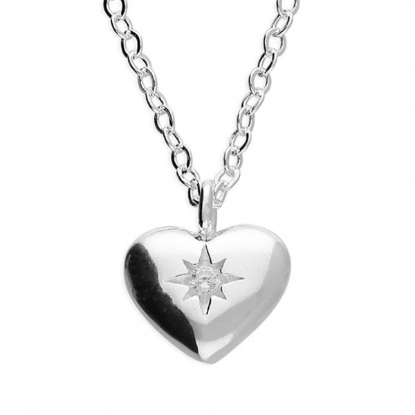 Sterling Silver Necklace 41-46cm - CZ Mini Heart