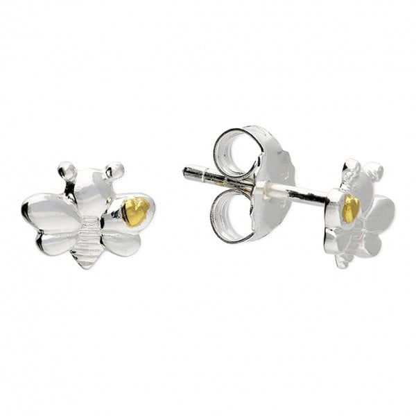 Sterling Silver Earrings - Two Tone Bee