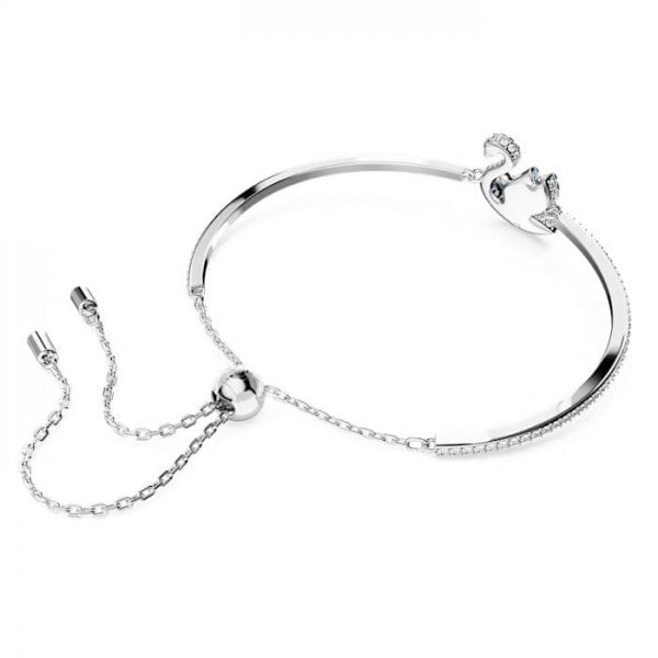 Swarovski Iconic Swan bangle, Swan, Blue, Rhodium