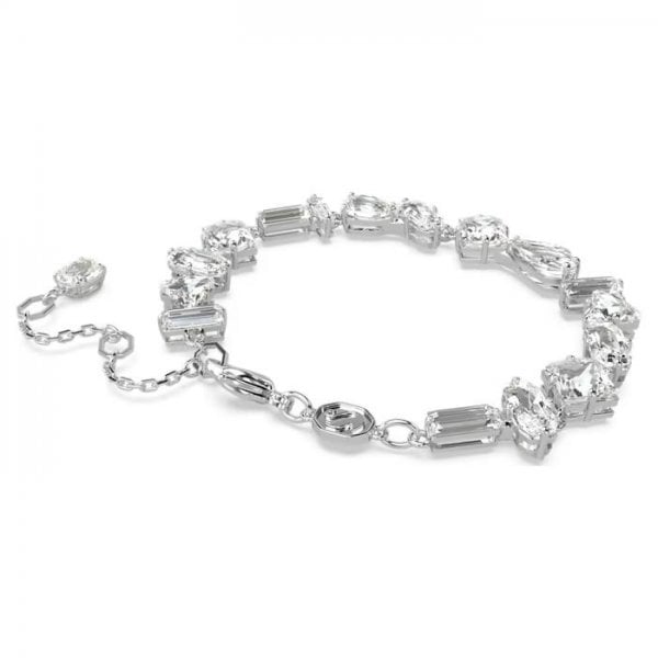 Mesmera bracelet, Mixed cuts, White, Rhodium plate
