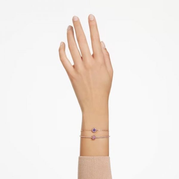 Stilla bangle, Mixed cuts, Pink, Rose gold-tone