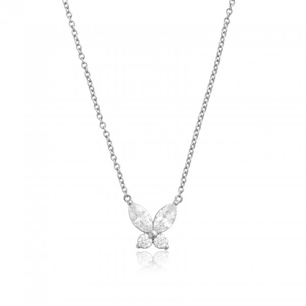 Sparkle Butterfly Silver Marquise Necklace
