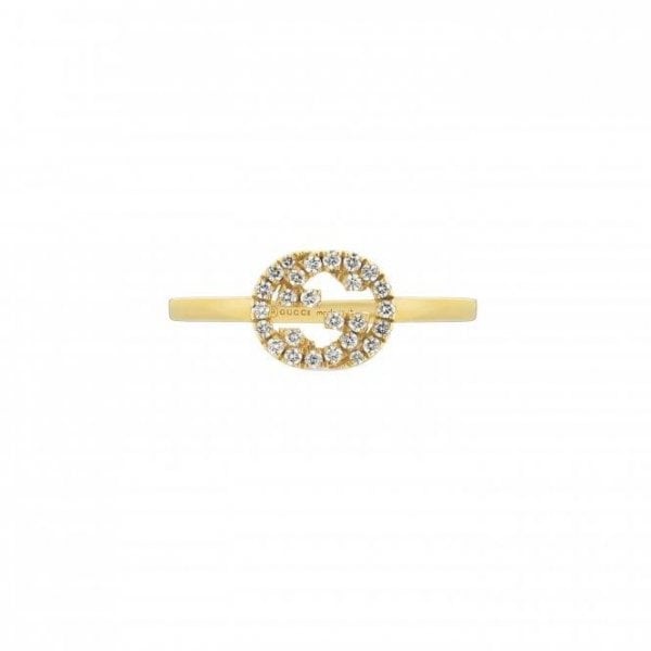 Gucci Interlocking Ring Medium Yellow Gold Size 14