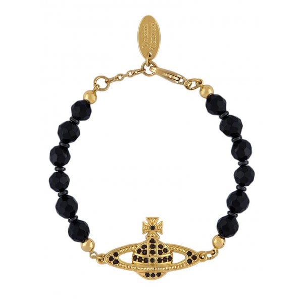 Black Agate Gold Plated Messaline Bracelet