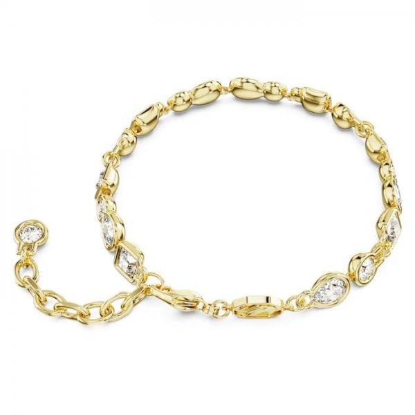 Dextera bracelet, Mixed cuts, White, Gold, Medium