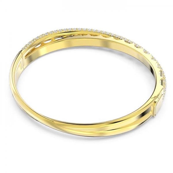 Rota bangle, Mixed cuts, White, Gold-tone, Small