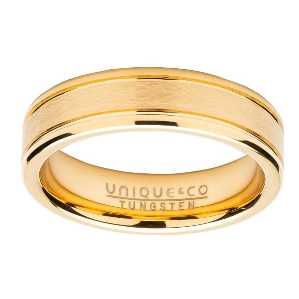 Gents Yellow Plated Tungsten Ring Size 62
