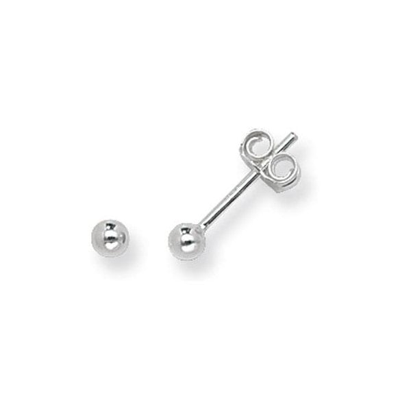 Silver 3mm Ball Stud Earrings