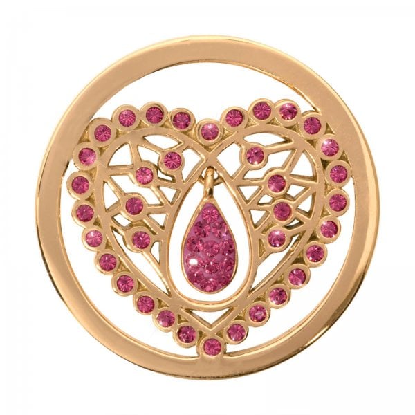 Pink Indian Hearts Medium Gold Plated Coin