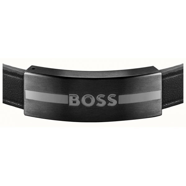 Gents Luke Black Leather Band Bracelet