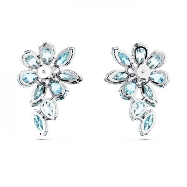 Gema drop earrings, Mixed cuts, Flower, Blue