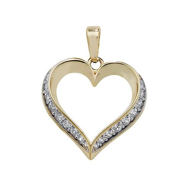 9CT YELLOW GOLD HEART CZ PENDANT