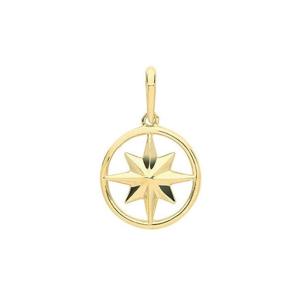 9CT YELLOW GOLD COMPASS ROSE CHARM