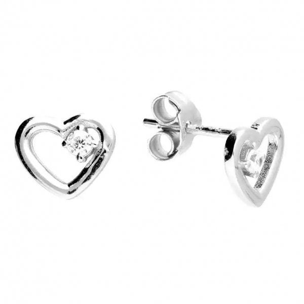 Sterling Silver Earring - Open Heart Studs