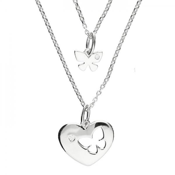 Silver Butterfly Pendant with CZ