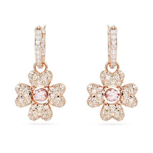 Idyllia drop earrings, Clover, White, Rose gold