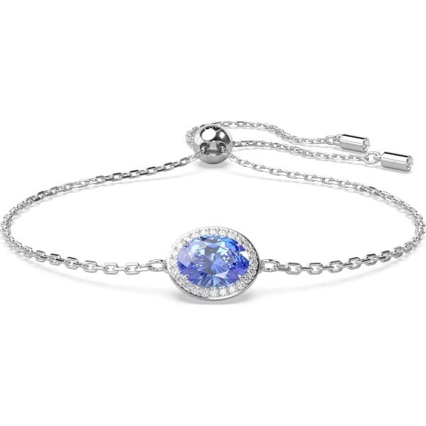 Constella bracelet, Oval cut, Blue, Rhodium plated