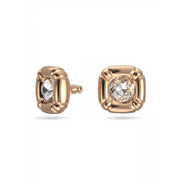 Dulcis stud earrings, Cushion cut, Rose gold tone