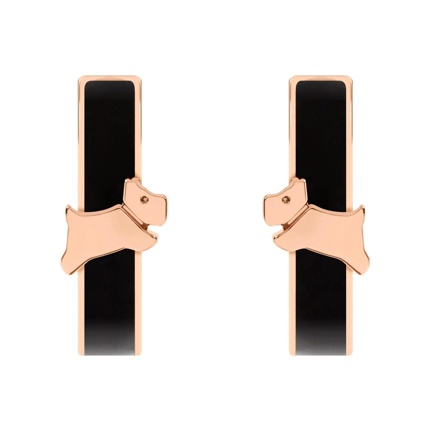 Black Enamel Huggie Earrings