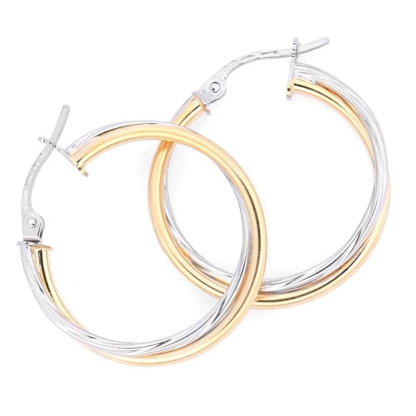Two Tone Yellow & White Gold Earrings