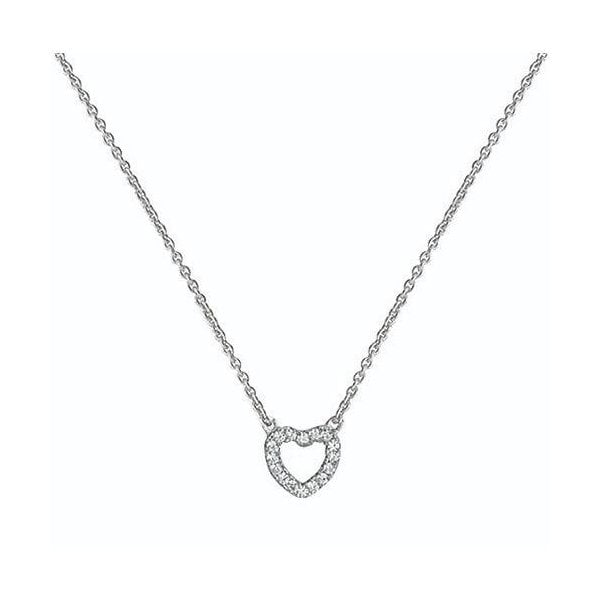 SILVER LADIES' RHODIUM PLATED CZ PENDANT ON CHAIN